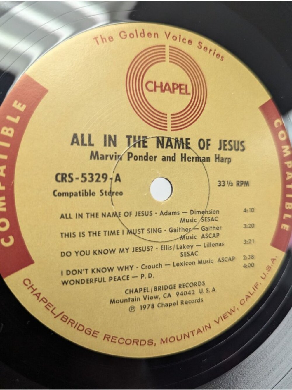 All In The Name Of Jesus S-5329 Ponder And Harp Chapel Records Vinyl Golden - Picture 7 of 14